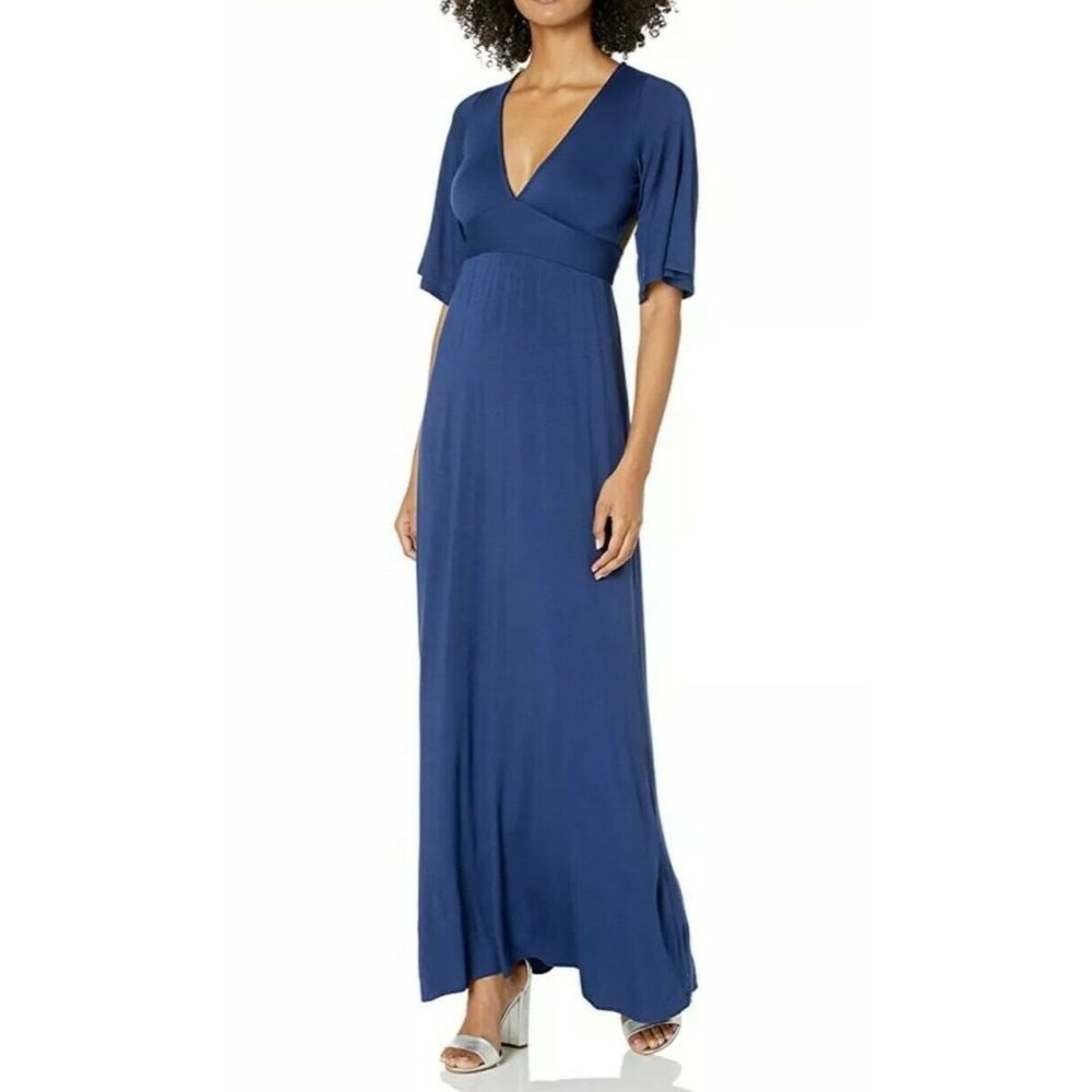 Clayton Blue Backless Stretch Maxi Dress Size S